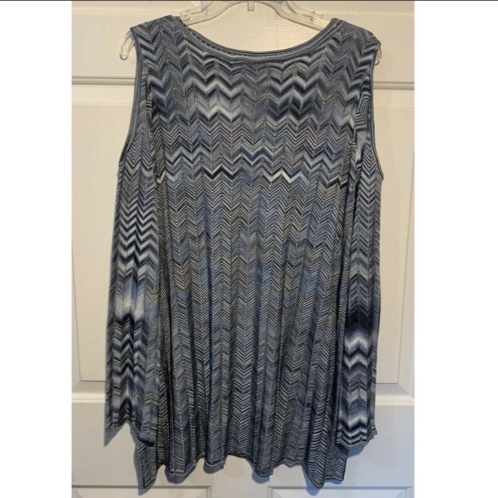 🧋 WHITE HOUSE BLACK MARKET Blue Chevron ZigZag Cold-Shoulder Knit Top NWT 3X - Picture 4 of 13